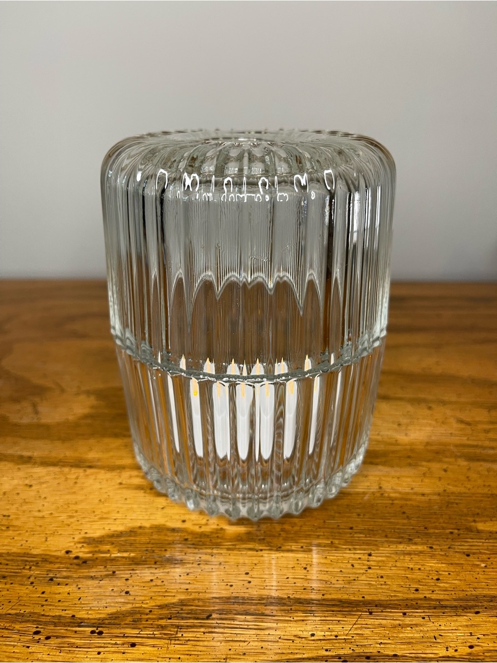 Vintage Indiana Glass Aurora Clear Ribbed Fairy Lamp Candle Holder